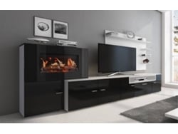 BOGAR Conjunto de Muebles de TV SKRAUT HOME NEWOLYMPOBLACK (Negro - MDF - 290 x 170 x 45 cm)