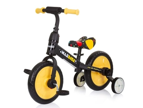 Bicicleta infantil con pedales y ruedines MAX BIKE yellow CHIPOLINO