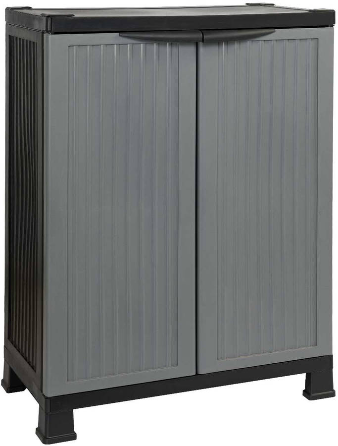 Armario para Exterior GH91 GARDEN HOUSE GARAGE 91 1 Balda (Gris y Negro - Resina - 39x68x92 cm)