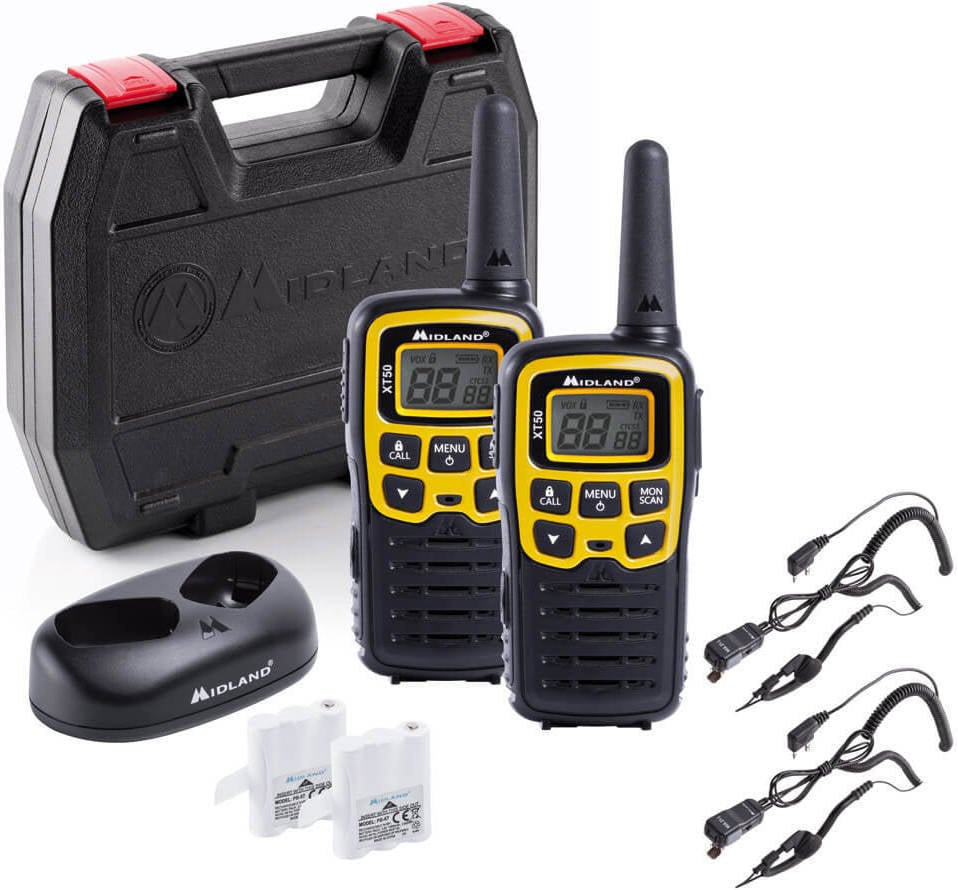 Walkie-talkie MIDLAND XT50 Adventure (16 Canales - 8 Km - Hasta 12h de autonomía - Amarillo)