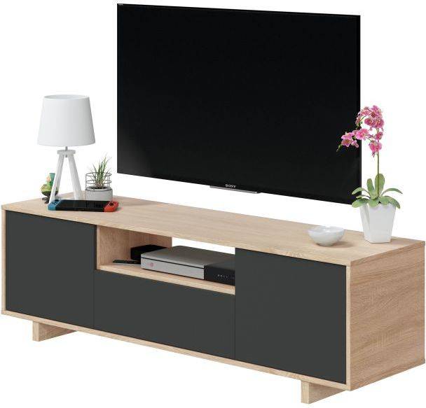 Mueble de TV HABITDESIGN Canadian - Antracita (Melamina - 150 x 47 x 41 cm)