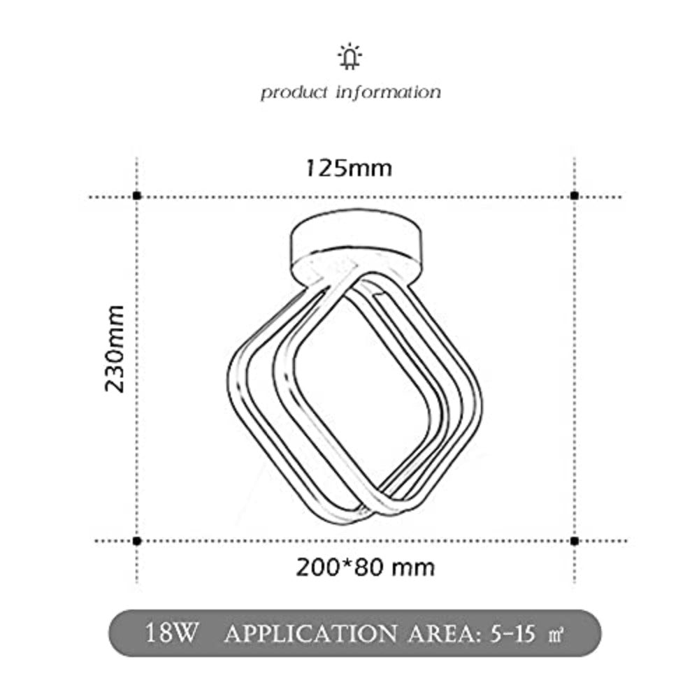 Lámpara de Teto Led 18W Luz de Teto de 3 Cores Ajustável Teto Moderno Teto Armário Quarto 1680Lm 2800-8000K