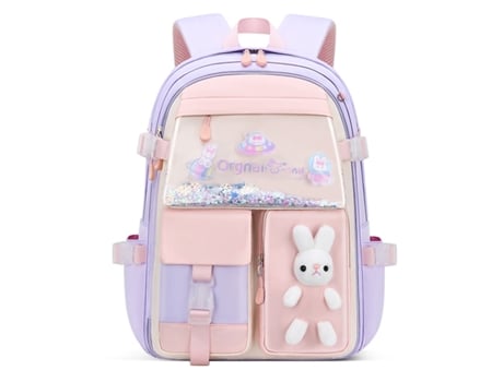 ELKUAIE Mochila para niñas de escuela primaria, mochila de conejito para niñas, bolsa para ordenador portátil para niños, mochila preescolar para j...