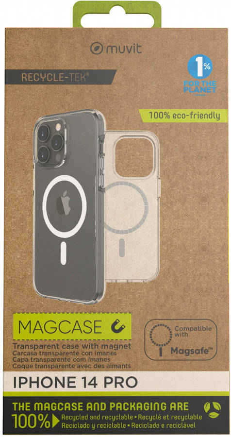 Funda para iPhone 14 Pro MUVIT MFC Recycletek Transparente