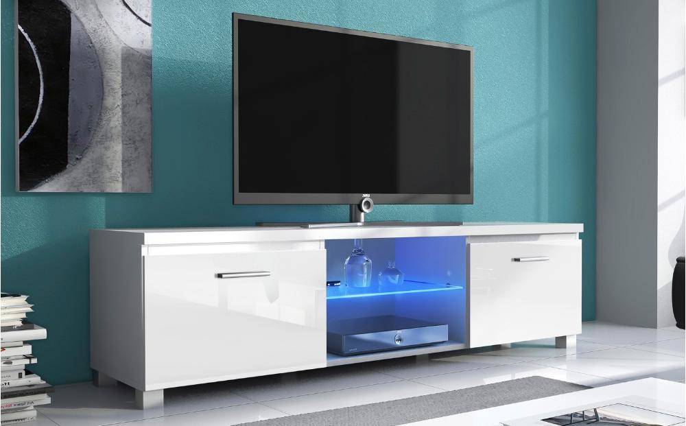 Mueble de TV SKRAUT HOME 1MUEBLETV150BL (150x40x42cm - Melamina - Blanco)