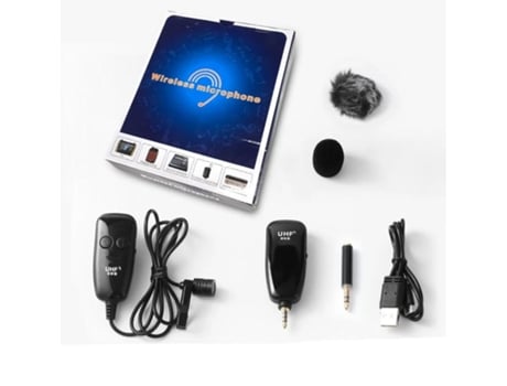 Microfone de lapela sem fio uhf[microfone com pára-brisa]