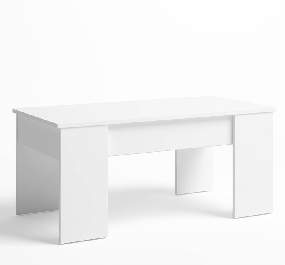 Mesa de Centro VS VENTA-STOCK Oporto elevable (100 x 50 x 45/56 cm - Aglomerado - Blanco)