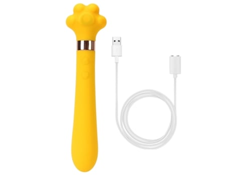 Vibrador de masaje de silicona de doble cabeza de 16 frecuencias para mujeres (amarillo) VEANXIN