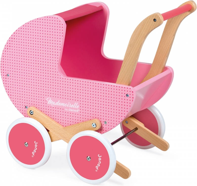 Janod Mademoiselle Cochecito de madera para muñecas j05899 carrito