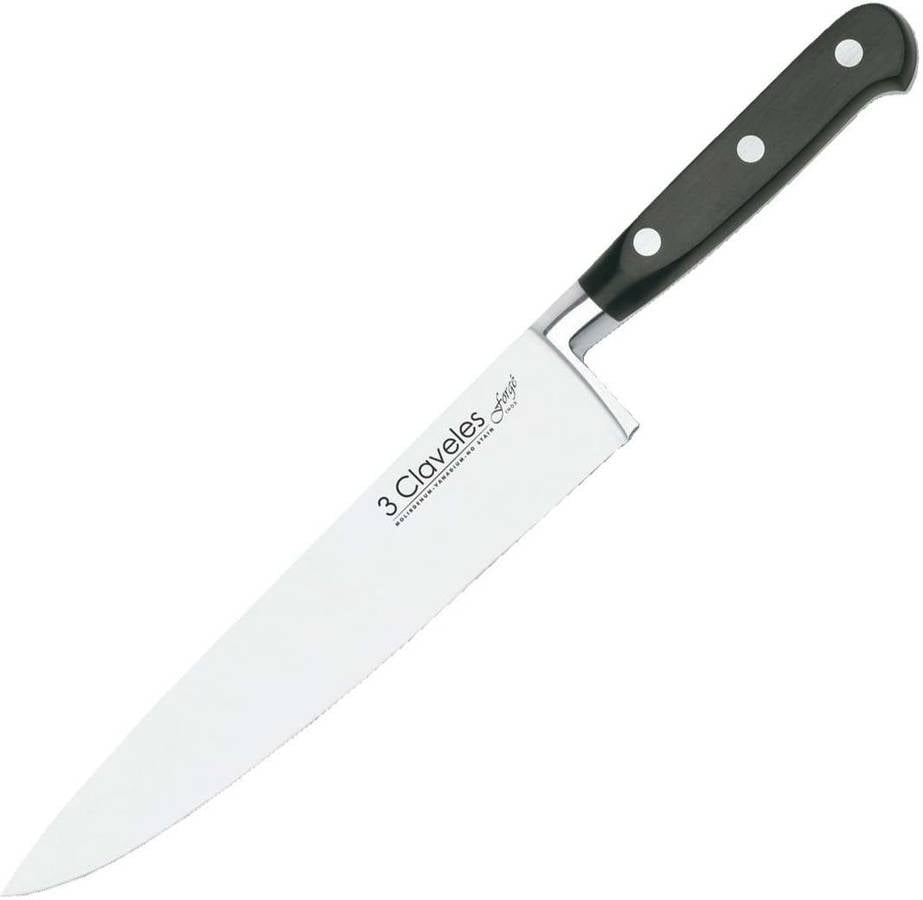 3 Claveles Cuchillo negro 20 cm cocina forjado de 8