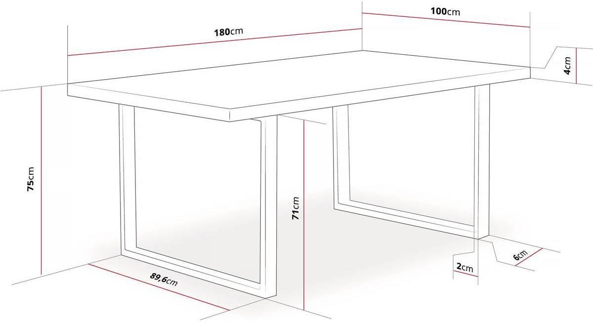 Mesa de Comedor HABITAT ET JARDIN Presidio Negro (180x100x75 cm - MDF y acero)