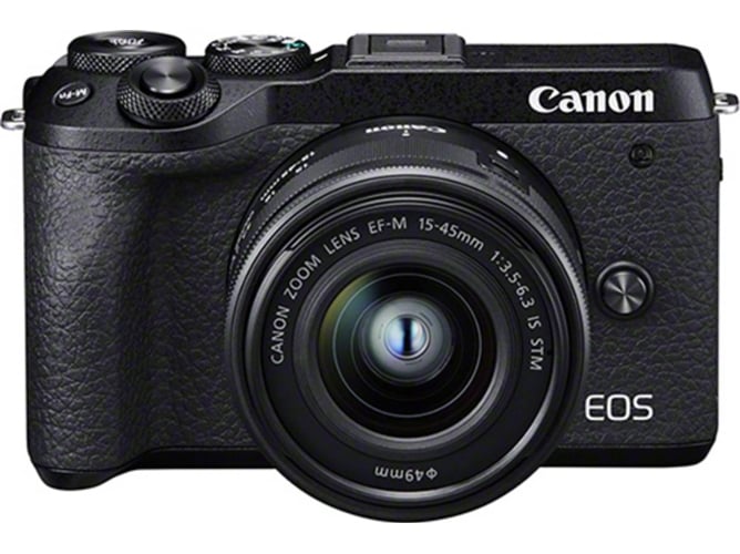 Kit Canon Eos m6 mark ii efm 1545mm f3.56.3 is apsc mirrorless de 32.5 mp negro cuerpo con objetivo f3.55.6 stm y visor evfdc2 evil cmos 4k digic 8 1545 32.5mp efm1545mm