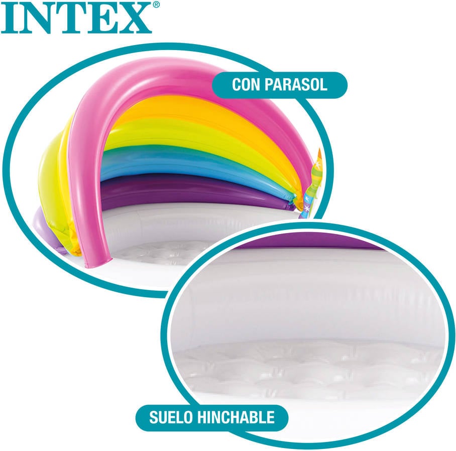 Piscina Hinchable Con parasol inflable unicornio niños 2 años 127x102x69 cm 45 intex l vinilo 102x127x69