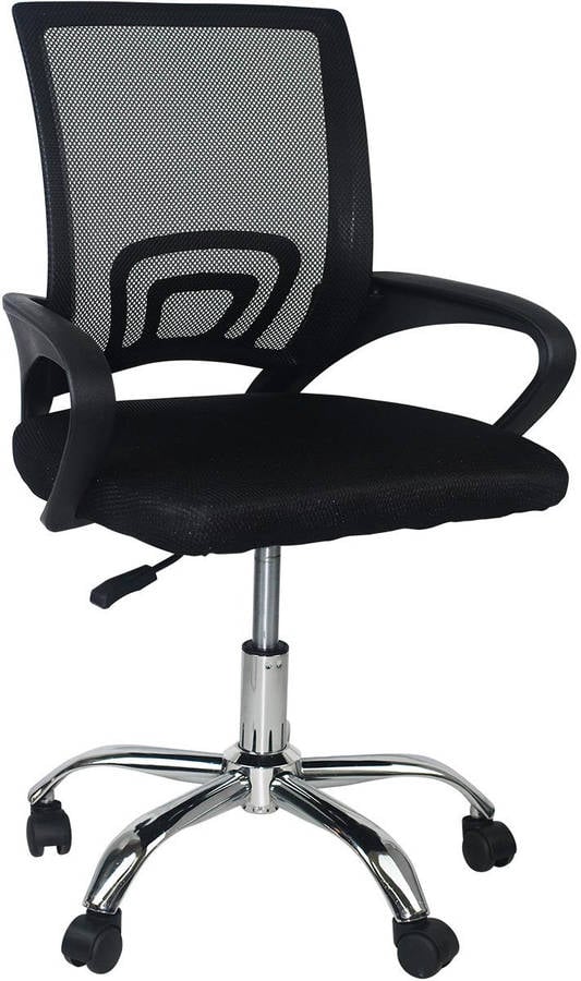 Thinia Home Classic silla de escritorio con ruedas 95x65x52cm oficina negro y gris oscuro brazos fijos acero