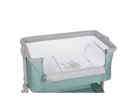 Cuna MS Comfy Cot + Textile Elephant Co-Sleep 430106B - Ajustable a Múltiples Alturas - Sillón Reclinable - Herrajes Estilo Estrellas e Incluye Mos...