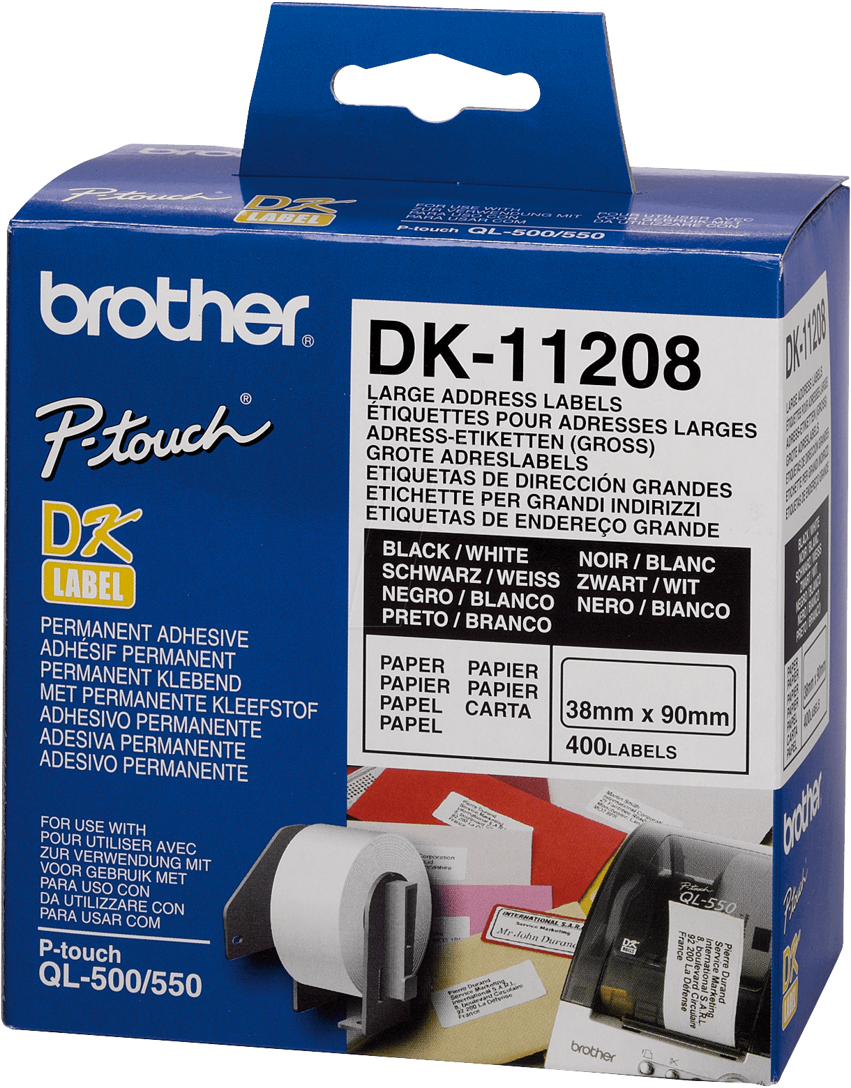 Consumible Original Brother DK11208 Etiquetas precortadas de dirección grandes (papel térmico)