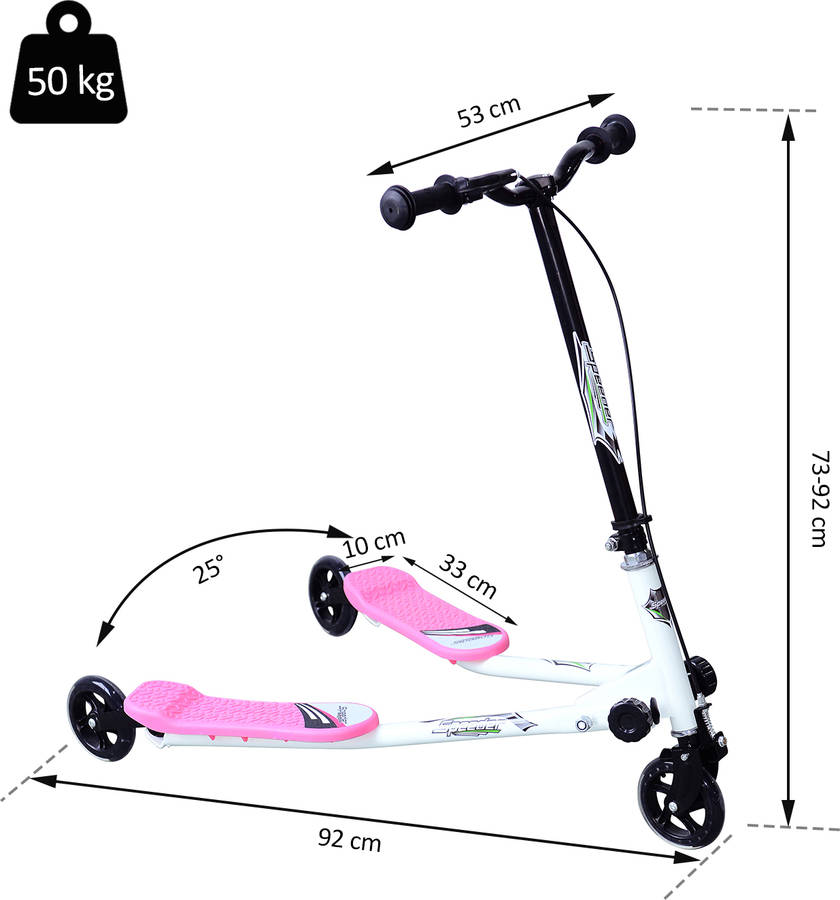 Trikke HOMCOM Scooter Rosa (91x24x30cm)