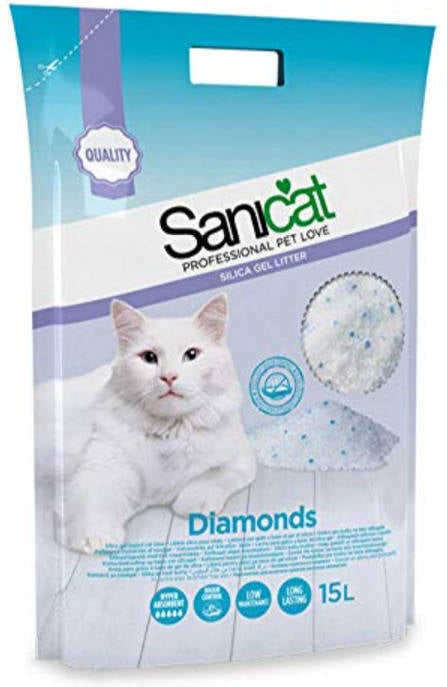 Sanicat Diamonds Arena absorbente de gel sílice para gatos sin olor 15 8411514802745