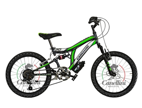 Bicicleta infantil suspensión total COLORADO 20 - 6 velocidades (Titanio/verde) BICICLETTE CANELLINI