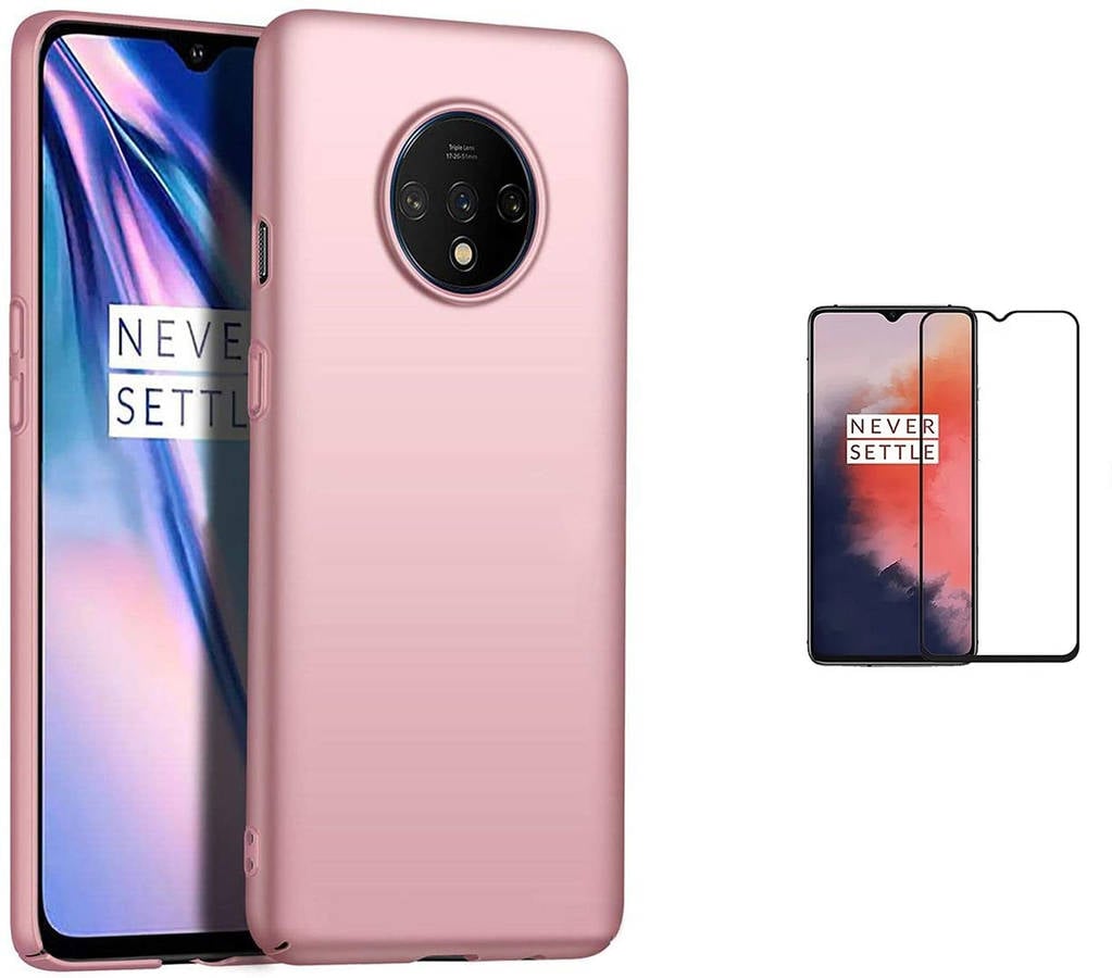 Kit Carcasa Y Protector Oneplus 7T Antiimpacto Full Cover Turtleshell Rosa