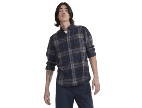 Camisa de Hombre AIGLE Cuadros Larga Franela Gris (S)