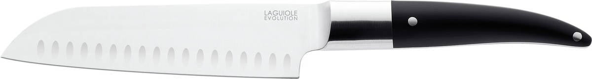 Laguiole Expression® Cuchillo santoku de cocina hoja acero inoxidable 18 cm mango pom negro compatible con lavavajillas 3118224398500 439850