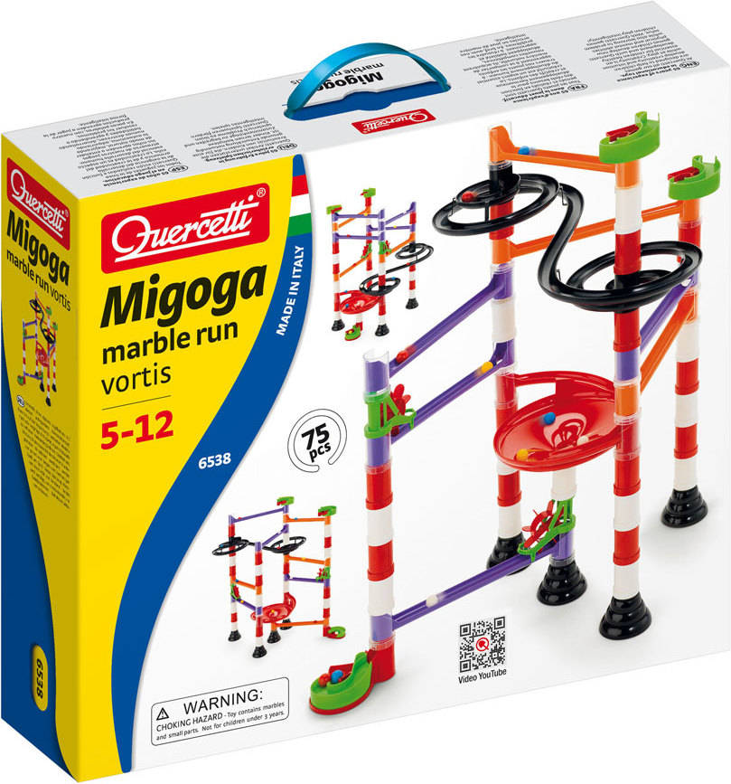 Juego Educativo QUERCETTI Marble Run Migoga Carrera de Bolas Vortices 75 pz (Edad Mínima: 5 Años - 40 x 34 x 9 cm)