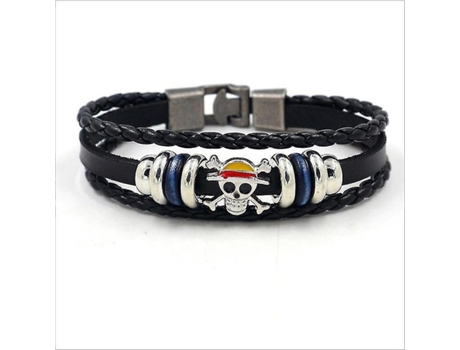 Pulsera pirata Hombres Mujeres Punk de cuero negro Pulseras trenzadas BA BA