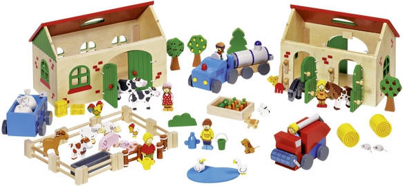 Goki 58598 Granja de madera colormodelo surtido casa