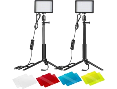 Iluminador de fotografía y video con panel LED 2X con trípodes y filtros