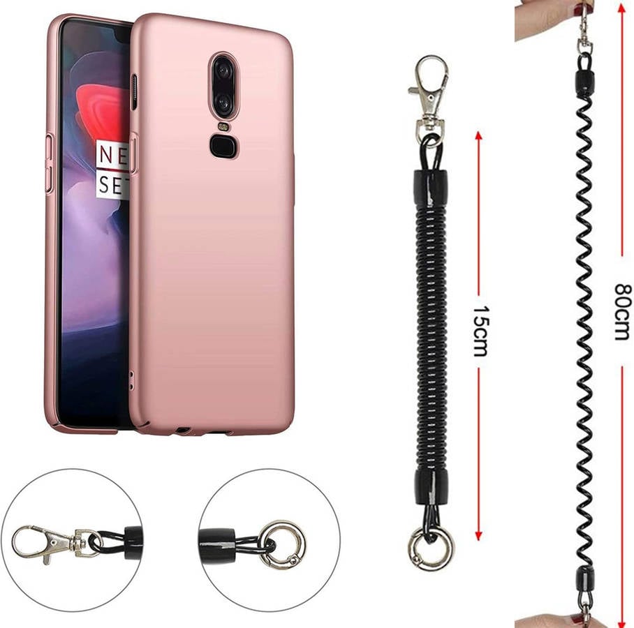 Funda Oneplus 6 Antiimpacto Turtleshell Com Cordón Antirrobo Rosa