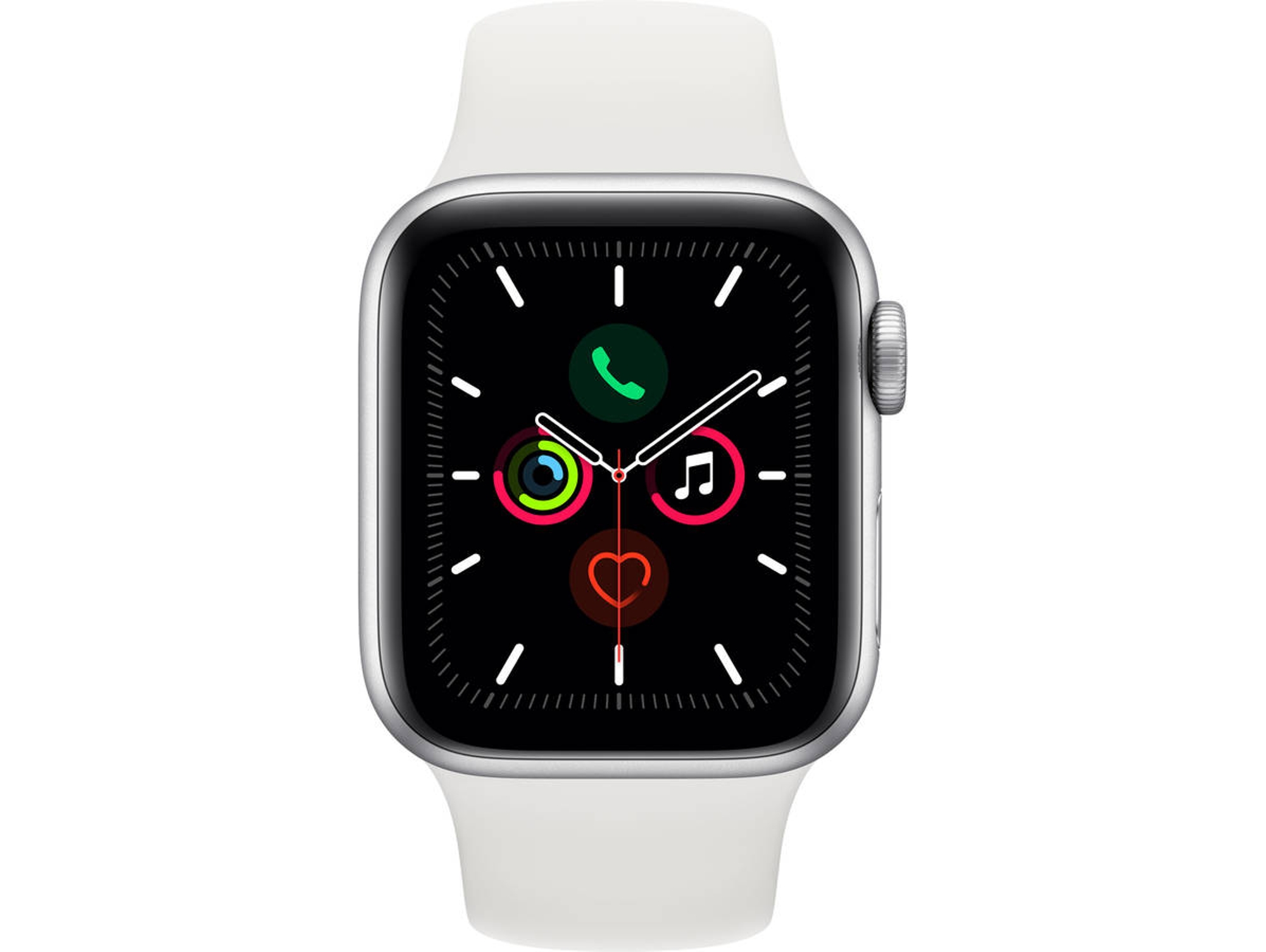 Apple Watch Series 5 40mm aluminio chip w3 40 gps caja plata correa deportiva blanca con en reloj mwv62tya s5