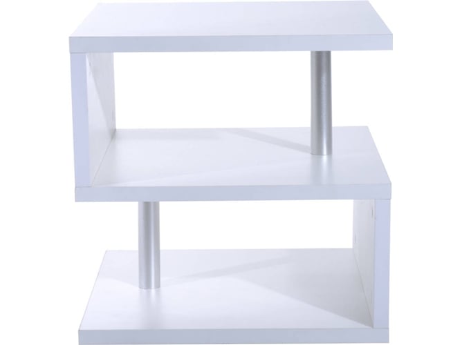 Homcom Mesa De centro café auxiliar forma con compartimento abierto 2 niveles diseño elegante 50x50x50 cm blanco 833137wt