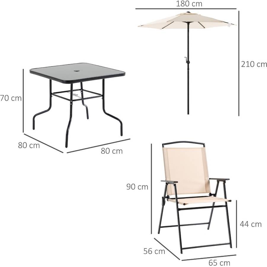 Muebles de Exterior  OUTSUNNY 84b-695v01bg (Metal - Beis - 80  x  80  x  70 cm)