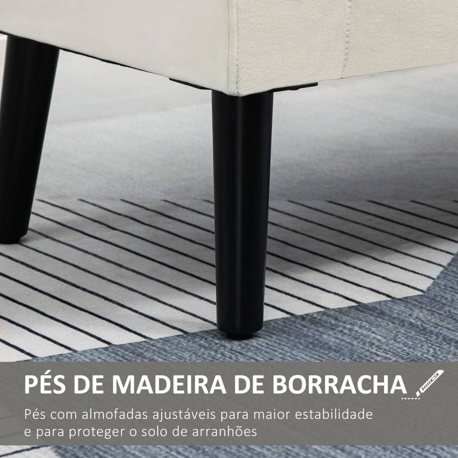 Taburete HOMCOM 838-172CW (Blanco - Terciopelo, Madera - 111.5x41x65 cm)