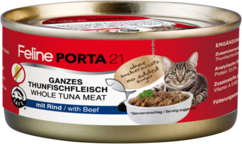 Pienso para Gatos PORTA21 (24x90 g - Húmedo - Sabor: Atún y Carne)