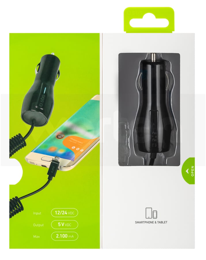 Cargador De Coche sbs micro usb 2.000 mah tacarmicro2a dispositivo móvil auto encendedor cigarrillos 5