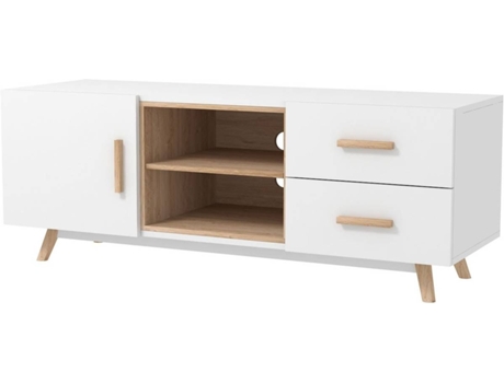 Mueble de TV HAPPY GARDEN Ross (130 x 38 x 46 cm - Madera - Blanco)