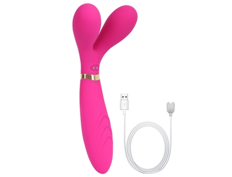 Vibrador de masaje de tres cabezales con 9 modos de vibración para adultos (rojo rosa) VEANXIN