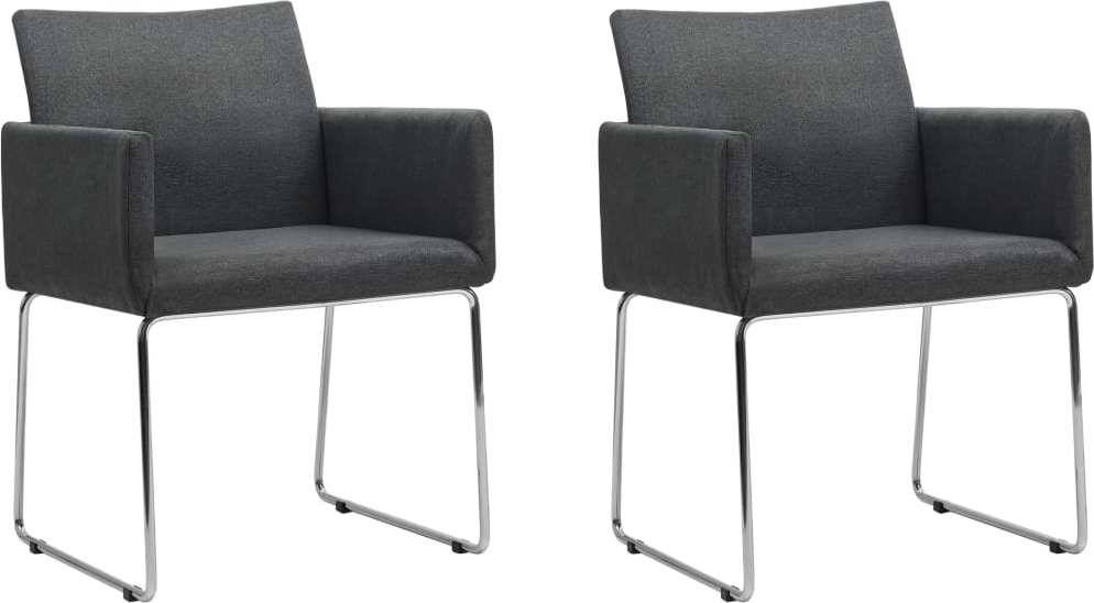 Conjunto 2 Sillas de Comedor VIDAXL 246856 Tejido Gris Oscuro