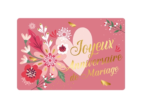 Tarjeta doble KIUB Des Plumes Et Des Fleurs Anniversaire Mariage