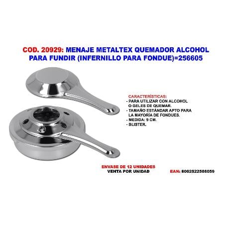 Menaje metaltex quemador alcohol para fundir (infernillo) 256605