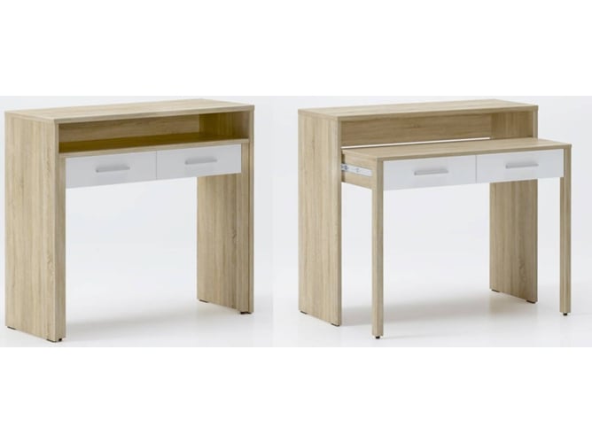 Escritorio Skraut Home 98.6x89.9x70 mdf comfort products extensible mesa consola de estudio acabado robleblanco medidas 986x869x3670 cm profundidad madera 986x869x36 70