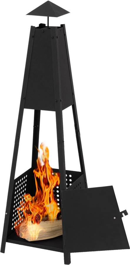 Chimenea de Exterior ML-DESIGN Pyramid Garden (Negro - Hierro - 29x100x30 cm)