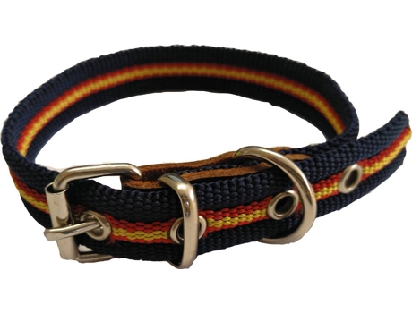 Collar para Perros GLOBAL Bandera de España (Naranja - 35cm - Algodón - M - Porte Medio)