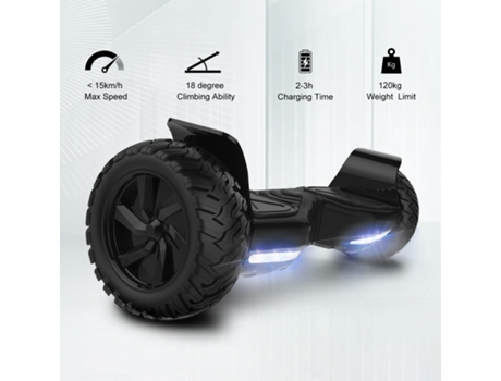 HITWAY Hoverboard de 8.5'' con Neumáticos Todo Terreno, Bluetooth, Luces LED y Aplicación - Negro