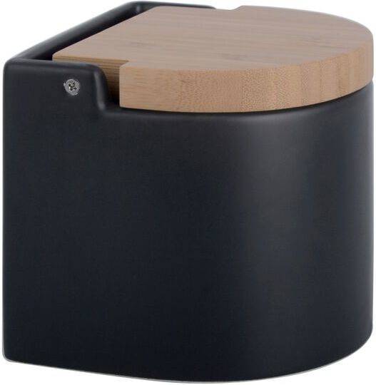 Kook Time Salero de cocina con tapa madera basculante negro mate para 11.7x11.5x11.3 cm