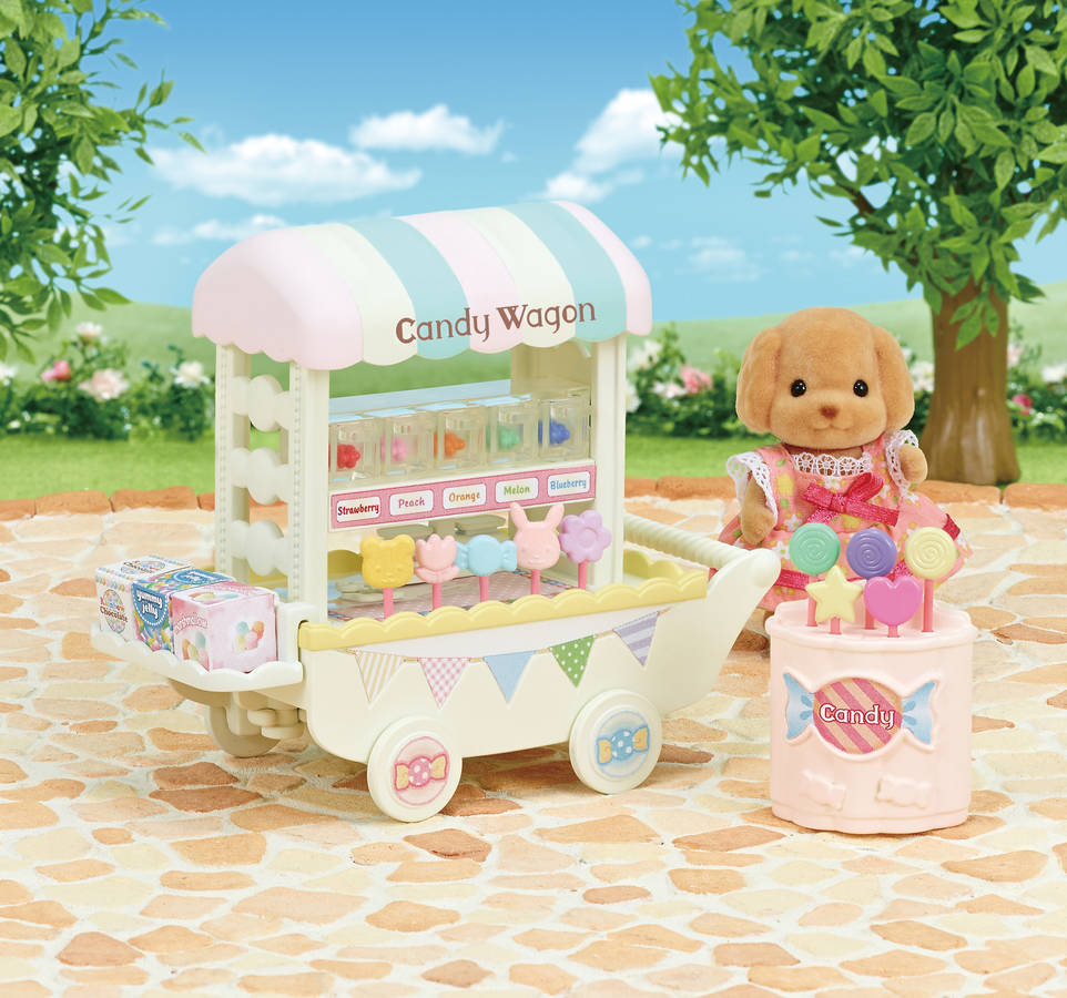 Sylvanian Families Candy wagon mini muñecas y accesorios multicolor epoch para imaginar 5266 colormodelo surtido carrito de caramelos conjunto figuras el puesto