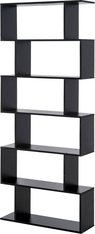 Estantería Librería 6 comedor diseño moderno pared 80x23x192cm homcom con montaje de 80x23x192 negro 833382bk 80 23 192