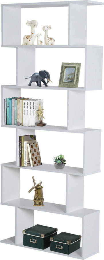 Estantería Librería 6 comedor diseño moderno pared 80x23x192cm homcom blanco 80x23x192